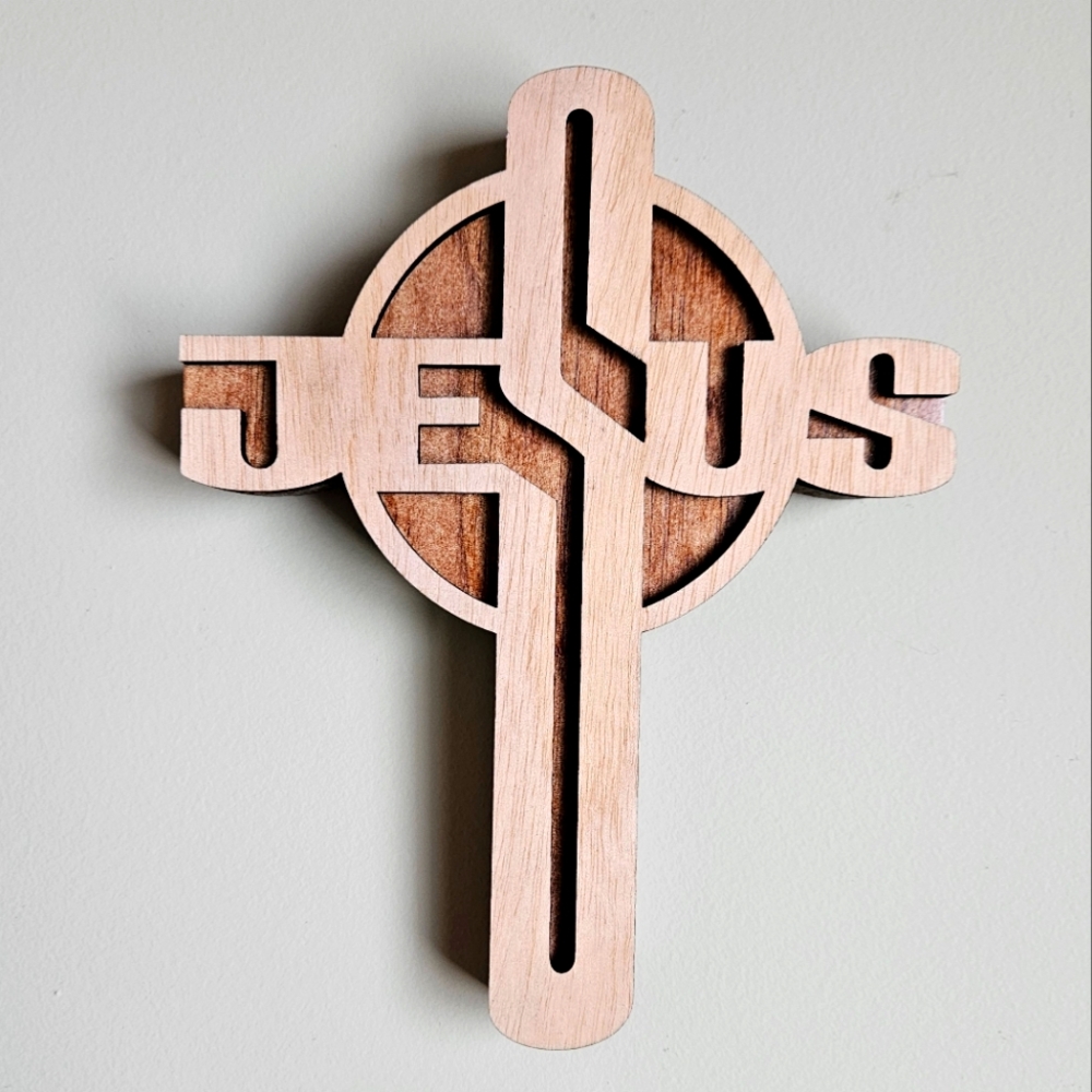 SOLD!  Wooden Jesus Wall Cross Decor Handmade - Picture 2 of 5